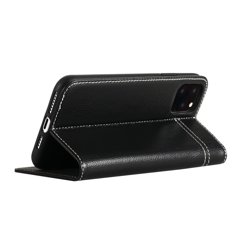 Genuine Leather Card Slot Wallet Phone Case with Flip Cover and Stand